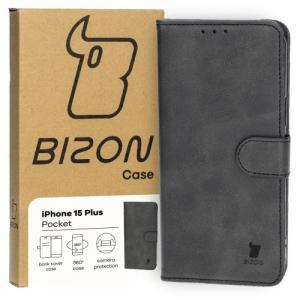 Etui z klapką Bizon Case Pocket do iPhone 15 Plus, czarne