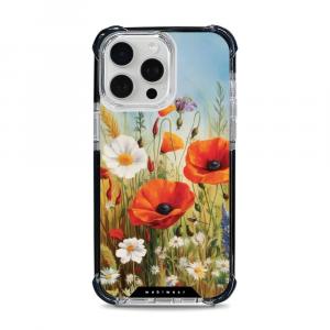 Etui ochronne do iPhone 15 Pro Max do MagSafe, Mobiwear Elite Bumper, łąkowe kwiaty
