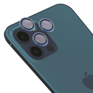 Szkło hartowane na aparat Bizon Glass Snap Lens do iPhone 12 Pro/11 Pro/11 Pro Max, 1 zestaw, morska ramka