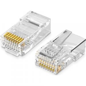 Wtyk RJ45 Ugreen, końcówki NW110 8P8C Cat. 5 / 5e, 100 sztuk, przezroczysty