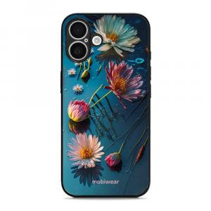 Etui ochronne do iPhone 16 Plus, Mobiwear Glossy Case, niebiesko-kwieciste