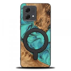 Drewniane etui do Motorola Moto G84 5G, Bewood Unique Turquoise do MagSafe