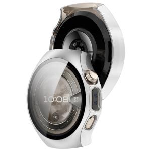 Etui ze szkłem do zegarka Bizon Case+Glass Watch do Huawei Watch 5 42 mm, satynowe srebrne