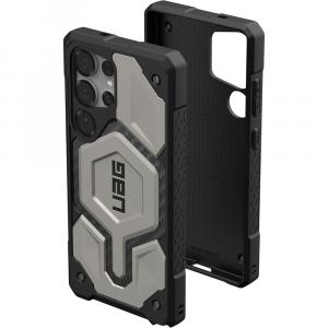 Etui pancerne Urban Armor Gear Monarch Pro Carbon Magnet do Galaxy S25 Ultra, czarna ze srebrnymi elementami