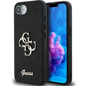 Etui Guess Fixed Glitter Big 4G do iPhone 16e, czarne