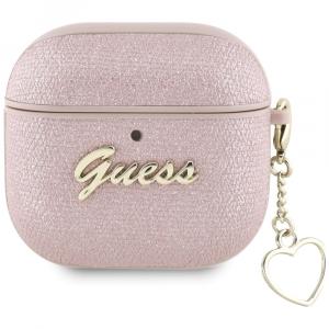 Etui z brelokiem Guess Metallic Script Charm do AirPods 4, różowe