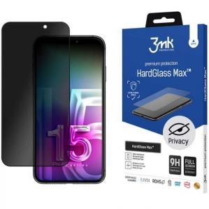 Szkło prywatyzujące 3mk HardGlass Max Privacy do iPhone 15 Pro Max, czarna ramka