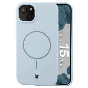 Silikonowe etui z pierścieniem magnetycznym Bizon Soft Case Magnetic do iPhone 15 Plus, błękitne