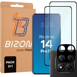 2x Szkło + szybka na aparat Bizon Edge 3D Pack do Realme 14 Pro 5G