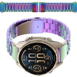 Pasek ze stali nierdzewnej do smartwatcha, Bizon Strap Watch Aura, QuickFit 20 mm, tęczowy