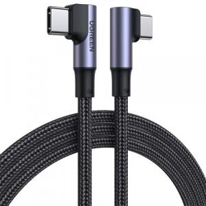 Kabel kątowy Ugreen USB-C / USB-C 100 W, QC 4.0, PD, FCP, 2 m, czarny