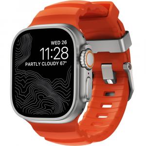 Pasek Nomad Rocky Point Band do Apple Watch 49/46/45/44 mm, pomarańczowo-srebrny