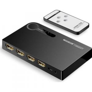 Rozdzielacz / przełącznik z pilotem Ugreen splitter switch HDMI - 3x HDMI 3D 4K 7,5 Gbps, 36 bit, czarny