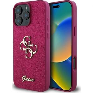 OUTLET: Etui Guess HardCase Glitter Script Big 4G do iPhone 16 Pro, różowe