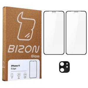 Szkło hartowane Bizon Glass Edge CF - 2 sztuki + ochrona na obiektyw, iPhone 11, czarne