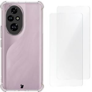 Elastyczne etui + 2x folia na ekran Bizon Case Clear Pack do Honor 200 Pro, przezroczyste