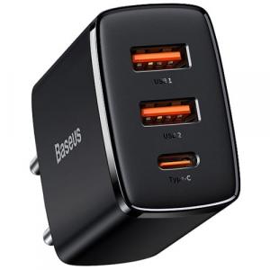 Ładowarka sieciowa Baseus Compact 2x USB-A, USB-C QC 3.0 PD 30W, czarna