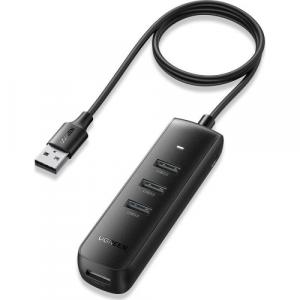 HUB Ugreen rozdzielacz USB - 4x USB 3.0 Gen 1 z portem zasilania USB-C, czarny