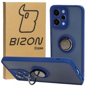 Etui z uchwytem na palec Bizon Case Hybrid Ring do Xiaomi Redmi 12, przydymione z granatową ramką