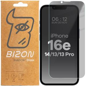 Prywatyzujące szkło hartowane Bizon Glass Clear Shadow do iPhone 16e / 14 / 13 / 13 Pro, przyciemniane