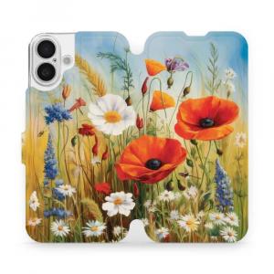 Etui z klapką do iPhone 16 Plus, Mobiwear Book, łąkowe kwiaty
