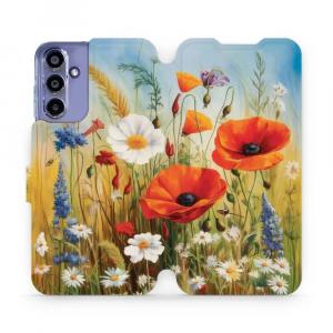 Etui z klapką do Galaxy A15 4G, Mobiwear Book, łąkowe kwiaty