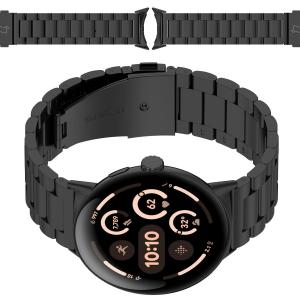 Pasek ze stali nierdzewnej Bizon Strap Watch Aura do Google Pixel Watch 3 / 2 / 1 41 mm, czarny