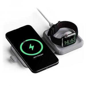 Ładowarka indukcyjna, składana XTORM Travel Charger 2w1 15W do MagSafe + USB-C kabel, szara