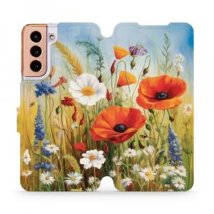 Etui z klapką do Galaxy S21, Mobiwear Book, łąkowe kwiaty