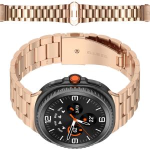 Pasek ze stali nierdzewnej Bizon Strap Watch Aura do Samsung Galaxy Watch 8 40 mm / 44 mm / 8 Classic 46 mm, różowozłoty