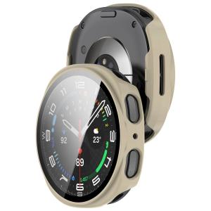 Etui ze szkłem do zegarka Bizon Case+Glass Watch do Galaxy Watch 8 40 mm, beżowe