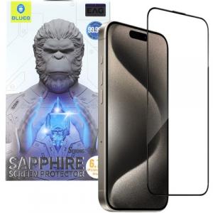 Szkło szafirowe + Aplikator Blueo Sapphire Screen Protection do iPhone 15 Pro Max, czarna ramka