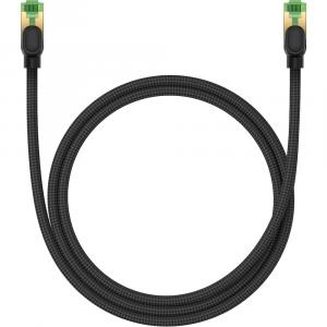 Kabel sieciowy z oplotem Baseus Cat. 8 RJ-45, 40Gb/s, 1m, czarny