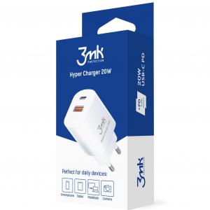 Ładowarka sieciowa 3mk Hyper Charger USB-A, USB-C QC 3.0, PD 20W, biała