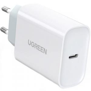 Szybka ładowarka sieciowa do telefonu Ugreen 1x USB-C, PD, QC 4.0, 30W, biała