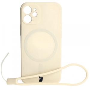 Etui Bizon Case Silicone MagSafe Sq do Apple iPhone 12 Mini, beżowe