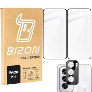 2x Szkło + szybka na aparat Bizon Edge 3D Pack do Oppo Reno 12