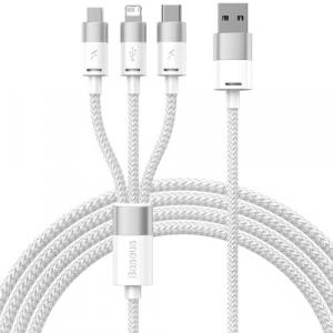 Kabel Baseus StarSpeed 3w1 USB-A do USB-C / Lightning / MicroUSB 3.5A, 1,2m, biały