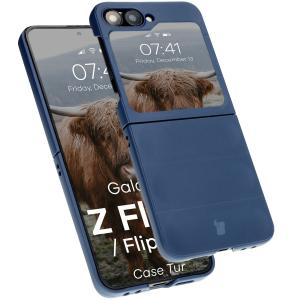 Pancerne etui Bizon Case Tur do Galaxy Z Flip7 FE / Z Flip6, granatowe