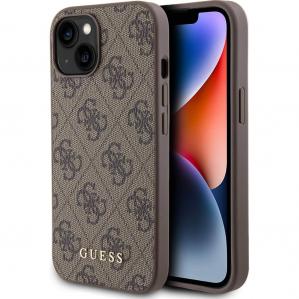 OUTLET: Etui Guess Hard Case 4G Metal Gold Logo do iPhone 15, brązowe