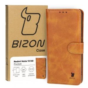 Etui z klapką Bizon Case Pocket do Xiaomi Redmi Note 13 5G, brązowe