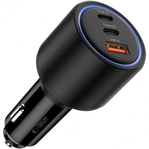 Ładowarka samochodowa 175W, Tech-Protect CC04, 2x USB-C PD, 1x USB-A, czarna