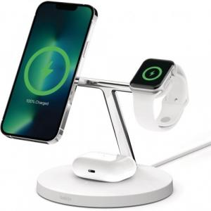 Ładowarka indukcyjna Belkin Boost MFi 3-in-1 Qi 15W WIZ017 dla Apple Watch / AirPods / iPhone z MagSafe, biała