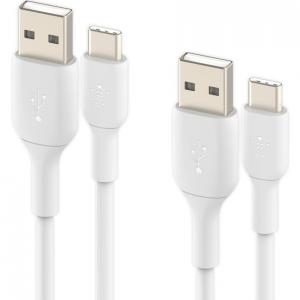 Kabel x2 Belkin Boost Charge PVC 2-Pack USB-A do USB-C 1m, biały