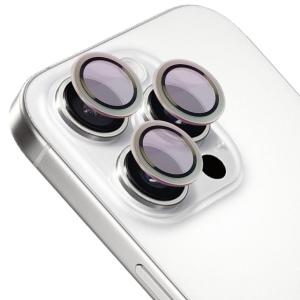 Szkło hartowane na aparat Bizon Glass Snap Lens do iPhone 16 Pro/16 Pro Max, 1 zestaw, srebrna ramka