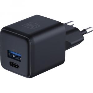 Ładowarka sieciowa 3mk Hyper GaN Charger 20W, 1x USB-A QC 4+, 1x USB-C PD, czarna