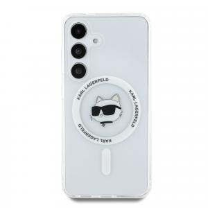 Etui Karl Lagerfeld Button Choupette Head do Galaxy S25, do MagSafe, przezroczyste