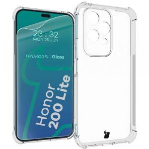 Elastyczne etui + 2x folia na ekran Bizon Case Clear Pack do Honor 200 Lite, przezroczyste