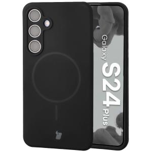 Silikonowe etui z pierścieniem magnetycznym Bizon Soft Case Magnetic do Galaxy S24 Plus, czarne