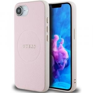 Etui Guess Hardcase Grained Ring do MagSafe do iPhone 16e, różowe